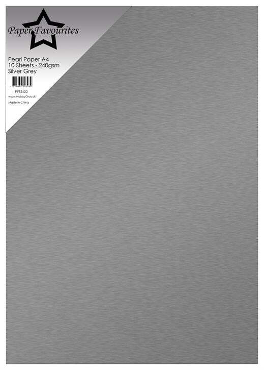 Paper Favourites Pearl Paper 10ark, 240gr. "Silver Grey" PFSS402