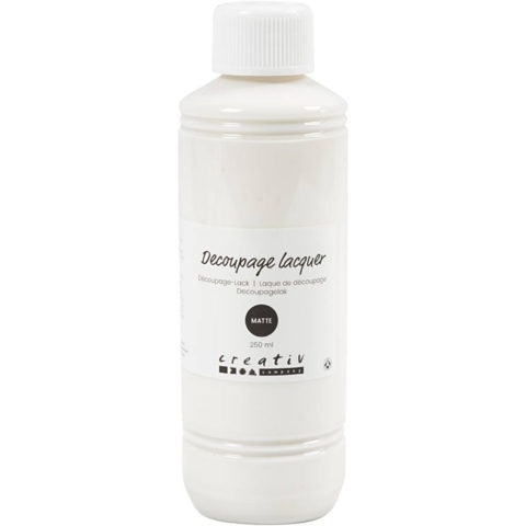 Decoupage lak 250 ml, træ, pap og plast, mat Decoupage lak 250 ml, træ, pap og plast, mat