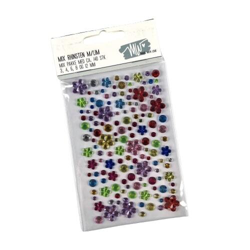 Rhinsten selvklæb. mix str. Blomst m.m.