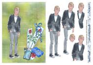 3D ark Barto design Konfirmand dreng med lyst hår, gaver og roser A5