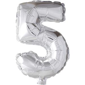 Folieballon som ligner tallet 5