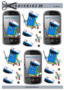 3D ark Quickies Mobiltelefon med student og blå hue