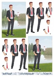 3D ark Barto Konfirmand dreng rødt hår foran sø og kirke