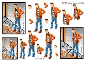 3D ark HM-design Konfirmand dreng med brun jakke og baggrund