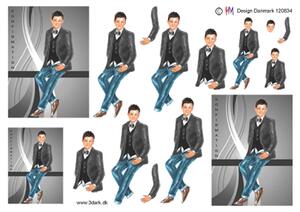 3D ark HM-design Konfirmand dreng i grålige nuancer