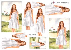 3D ark HM-design pige i hvid kjole