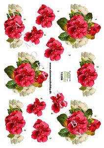 3D ark Dan-design Røde og hvide blomster