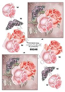 3D ark Dan-quick roser og sommerfugl