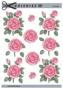 3D ark Quickies lyserøde roser med knop
