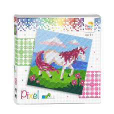 Pixel billede hvid hest