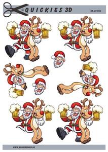 3D ark Quickies Beruset julemand og Rudolf med ølglas