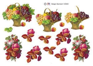 3D ark HM-design Frugtkurv og blomster buket