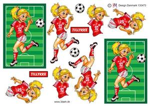 3D ark HM-design Fodbold pige der dribler
