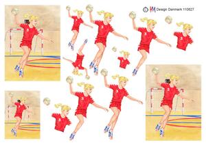 3D ark HM-design Damehåndboldspiller rød tøj