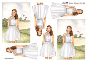 3D ark HM-design Konfirmations pige i kjole ved kirke