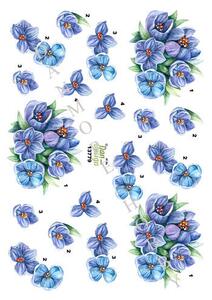 3D ark Dan-design blå blomster