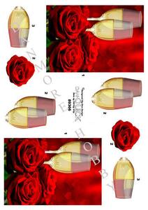 3D ark Dan-Quick hvidvins glas med roser