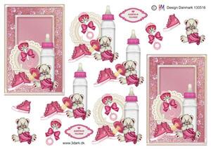 3D ark HM-design Babypige rosa ting i ramme