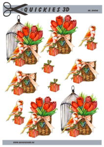 3D ark Quickies Fugl og røde tulipaner