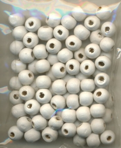 Træperler 10mm hvid, 25stk.