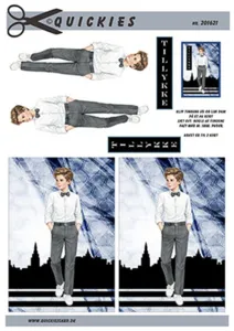 3D ark Quickies Konfirmationsdreng med by baggrund