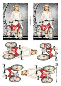 3D ark HM-design Konfirmationspige med rød cykel