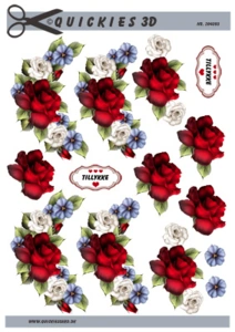 3D ark Quickies Blomsterranke med stor rød rose