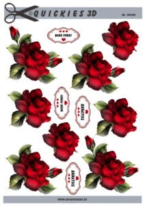 3D ark Quickies smuk rød rose