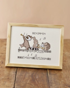 Broderi Musikdyr 24x18cm