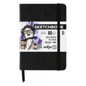SKETCHBOOK A6, 80 blade 140g sort