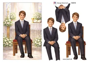 3D ark HM-design Konfirmationsdreng i kirke, stor kort