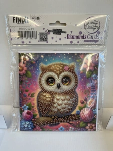 Diamond painting kort blomst ugle 15 x 15cm
