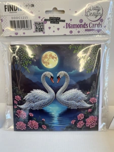 Diamond painting kort blomst svaner 15 x 15cm