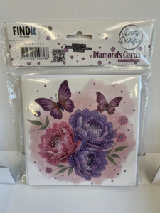 Diamond painting kort sommerfugl blomst 15 x 15cm