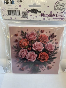 Diamond painting kort love buket 15 x 15cm