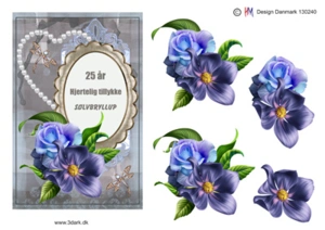 3D ark HM-design Sølvbryllups tekst og blomster til telegram