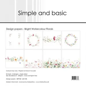 Simple and Basic Design Papers "Bright Watercolour Florals" SBP768