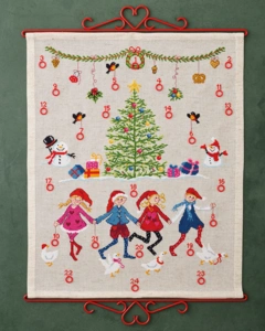 Broderi Julekalender Nissebørn og gæs, 48x59cm