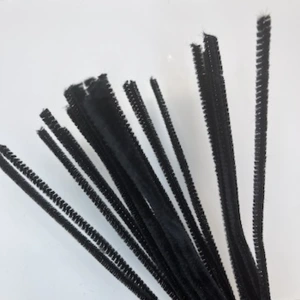 Chenille 6mm x 30cm sort, 25stk.