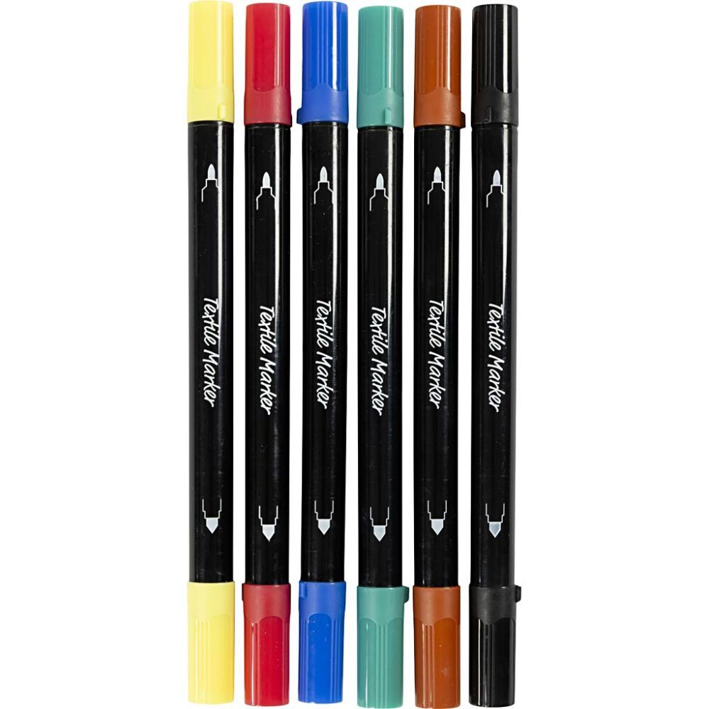 Tekstiltusch 2,3 + 3,6mm sæt med 6 standardfarver