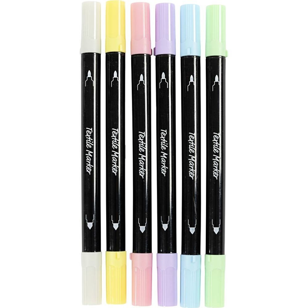 Tekstiltusch 2,3 + 3,6mm sæt med 6 pastelfarver