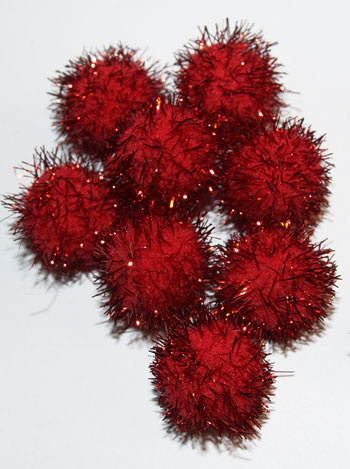 Pompon glitter 15mm rød