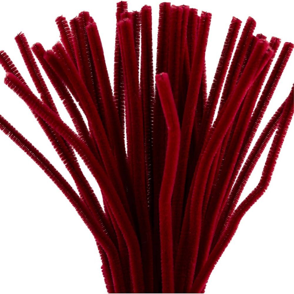 Chenille 50stk, 30 cm, 6 mm, mørk rød