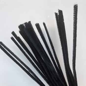 Chenille 6mm x 30cm sort, 25stk.
